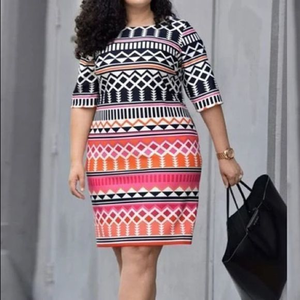 Eliza J multi color‎ geometric shapes pencil dress